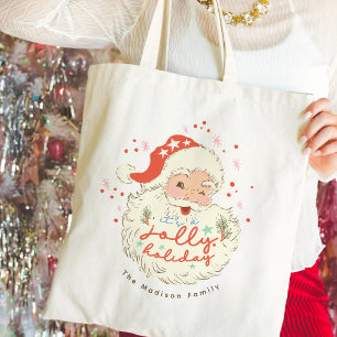 Bolso De Tela Vintage Cute Santa Jolly Holiday Gift