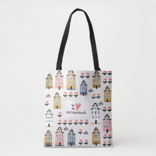 Bolso De Tela Vintage de Amsterdam: Ilustracion tradicional de l