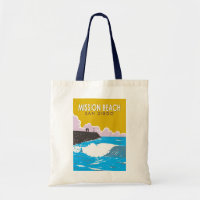 Vintage de arte de viajes de Mission Beach Califor