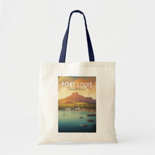 Bolso De Tela Vintage de arte de viajes de Port Louis Mauritius