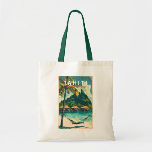 Bolso De Tela Vintage de arte de viajes en Ilustracion de Tahití