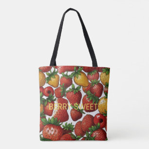Bolso De Tela Vintage de Fresa Dulce Fruta Botánica