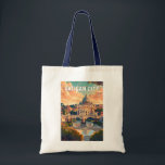 Bolso De Tela Vintage de la Ciudad del Vaticano<br><div class="desc">Diseño de viaje vectorial retro de la Ciudad del Vaticano. La Ciudad del Vaticano,  una ciudad-estado rodeada por Roma,  Italia,  es la sede de la Iglesia Católica Romana. Es el hogar del Papa y un tesoro de arte icónico y arquitectura.</div>