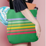 Bolso De Tela Vintage de raya arco iris retro<br><div class="desc">Banda inspirada en vintage; personalizar para cambiar el color de fondo o agregar texto</div>