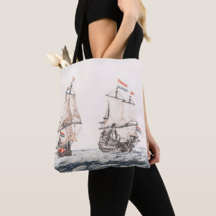 Bolso De Tela Vintage Dos Buques De Vela En El Mar Johan Teyler