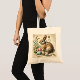 Bolso De Tela Vintage Easter Bunny Rabbit Egg Watercolor