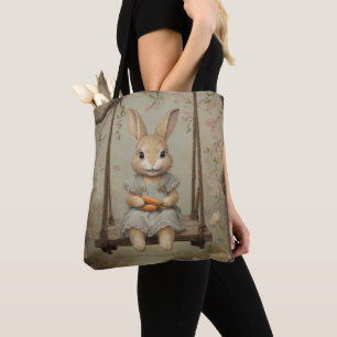 Bolso De Tela Vintage Easter Bunny Rabbit Egg Watercolor