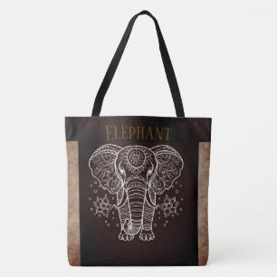 Bolso De Tela Vintage, elefante con Tote de flores