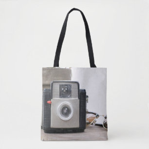Bolso De Tela Vintage Film Camera Flower Pot & Glasses