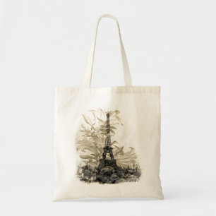 Bolso De Tela Vintage Floral Paris Eiffel Tower Personalizado