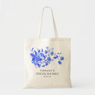 Bolso De Tela Vintage French Toile Blue Floral Bridal Shower