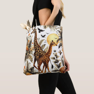 Bolso De Tela Vintage Giraffe Floral Watercolor