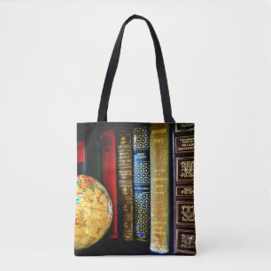 Bolso De Tela Vintage Globe and Books