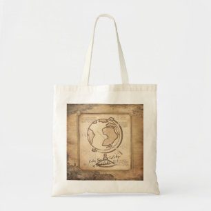 Bolso De Tela Vintage Globe. Regalo de profesores de geografía e