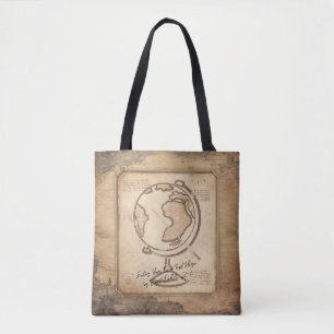 Bolso De Tela Vintage Globe. Regalo de profesores de geografía e