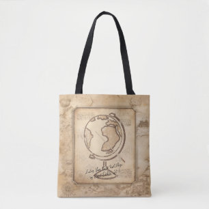 Bolso De Tela Vintage Globe. Regalo de profesores de geografía e
