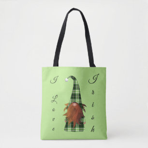Bolso De Tela Vintage Green plaid St Patrick Gnome Amo el Irland