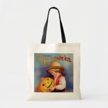 vintage Halloween tallando truco de chico