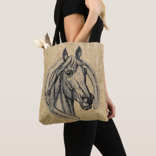 Bolso De Tela Vintage Horse Cameo