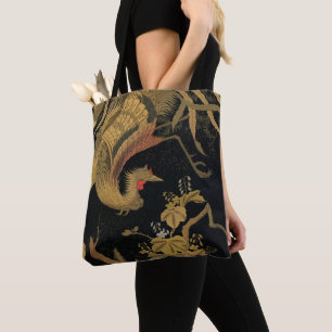 Bolso De Tela Vintage Japonés Phoenix Gold Black Bird