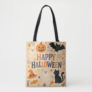 Bolso De Tela Vintage, lindo y feliz bate de halloween, fantasma