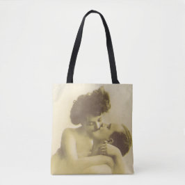 Bolso De Tela Vintage love couple kissing sepia illustration