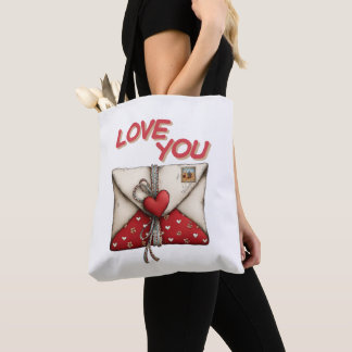 Bolso De Tela Vintage Love Letter Valentine Heart