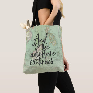 Bolso De Tela Vintage map graduation adventure script tote bag