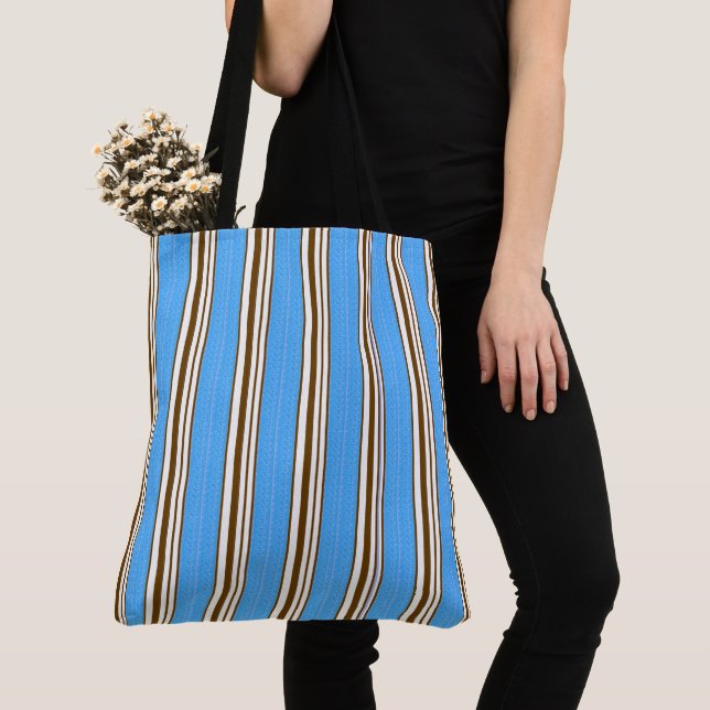 Bolso De Tela Vintage-Mar-Bolso-Azul-Brown-Tote-Hombro-Bolso (Detalle)