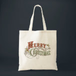 Bolso De Tela Vintage Merry Christmas<br><div class="desc">Desearía a todos que conozcas una "Feliz Navidad" con este hermoso diseño de tipografía vintage</div>