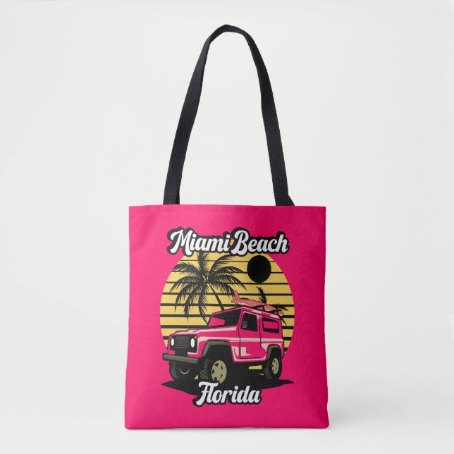 Bolso De Tela Vintage Miami Beach Florida (Anverso)