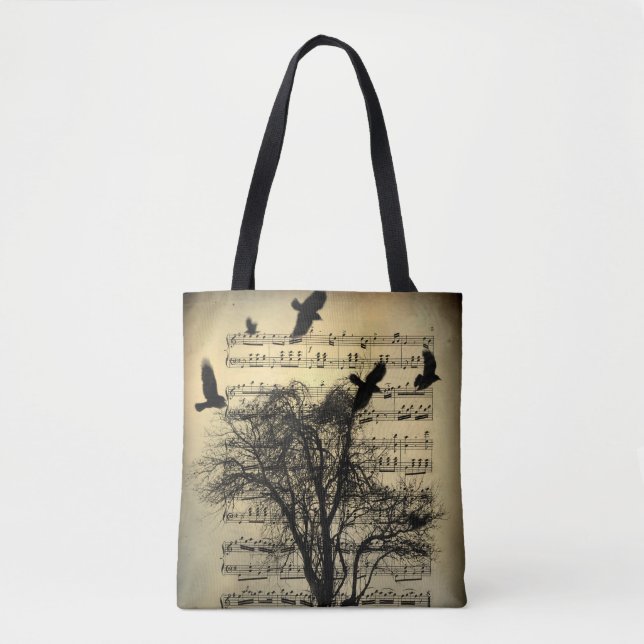 Bolso De Tela Vintage Musical Notes Art (Anverso)