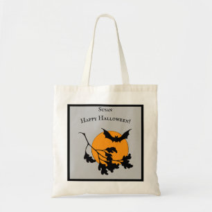 Bolso De Tela Vintage Naranja de Halloween Moon Flying Bats
