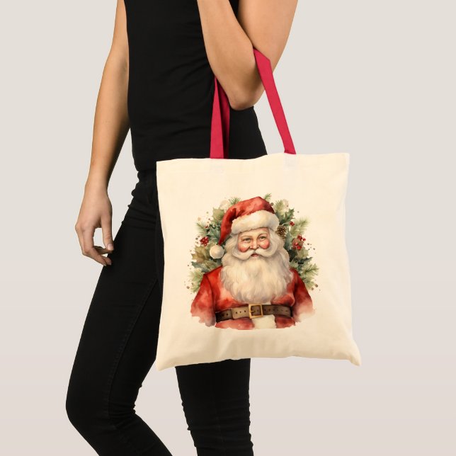 Bolso De Tela Vintage Navidad Santa Claus Sonriendo (Anverso (producto))