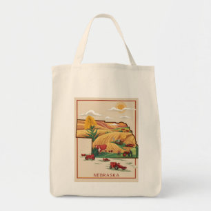 Bolso De Tela Vintage Nebraska Heartland Farm Scene