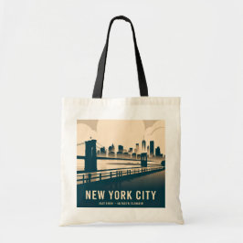 Bolso De Tela Vintage New York City Manhattan Skyline Minimalist