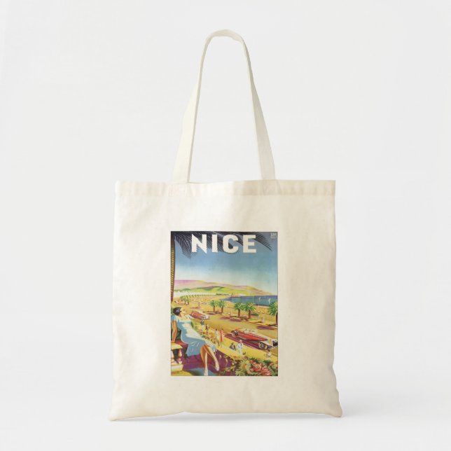 Bolso De Tela Vintage Nice France Tote Bag (Frente)