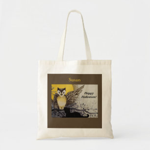 Bolso De Tela Vintage Night Owl Wing en Branch Moon