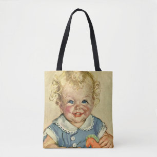 Bolso De Tela Vintage Niño Escandinavo Rubio con Rizos
