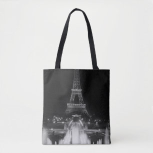Bolso De Tela Vintage Paris Fontains Torre Eiffel noche