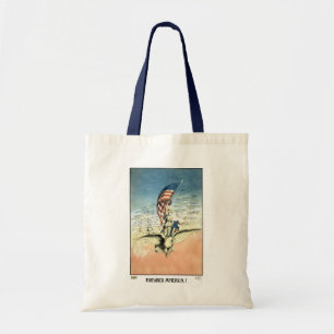 Bolso De Tela Vintage Patriótico, Dama, Águila con Bandera Ameri