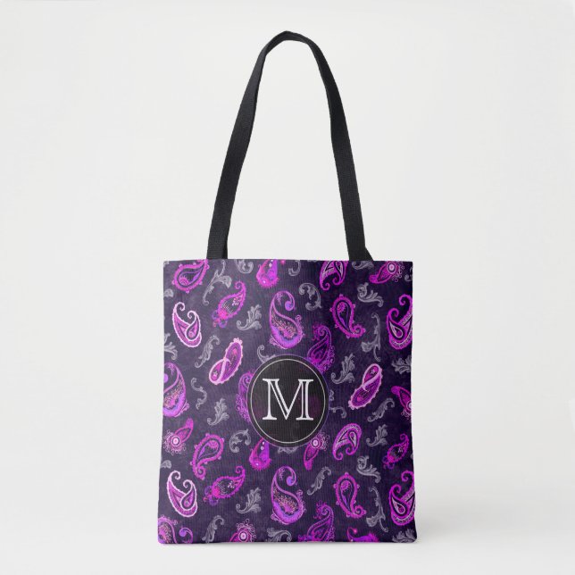 Bolso De Tela Vintage Purple Paisley (Anverso)