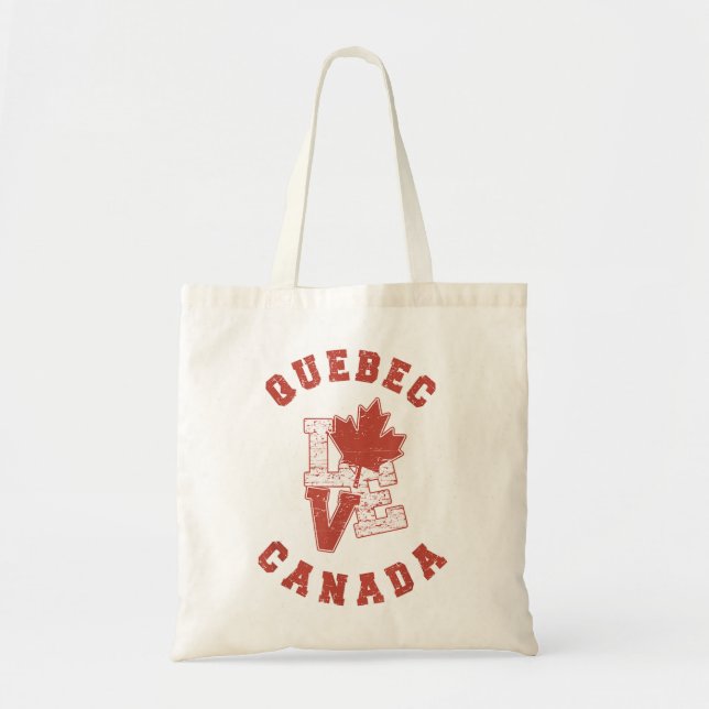 Bolso De Tela Vintage Quebec Canadá ama la bandera canadiense (Frente)