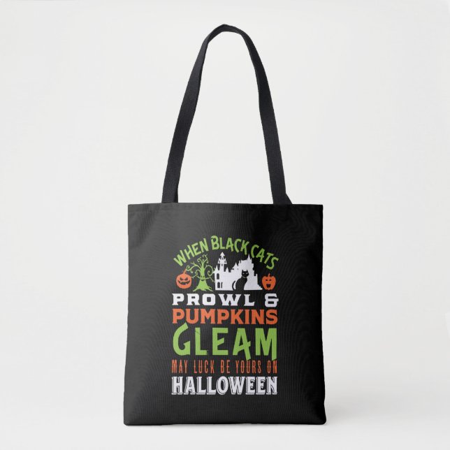 Bolso De Tela Vintage Retro Luck cita y poema de Halloween (Anverso)