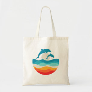 Bolso De Tela Vintage Retro Summer Time Beach Dolphin