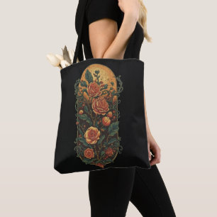 Bolso De Tela Vintage Rosas y plantas