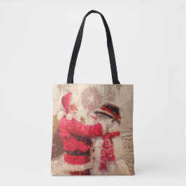 Bolso De Tela Vintage Santa Claus Navidades Snowman