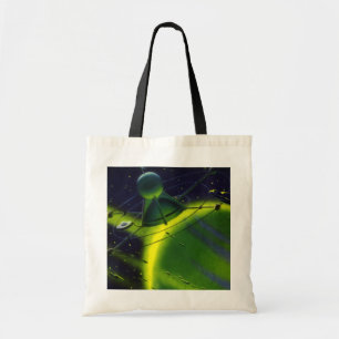 Bolso De Tela Vintage Science Ficción Green Planet w Spaceship