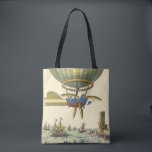 Bolso De Tela Vintage Science Ficción Steampunk Hot Air Balloon<br><div class="desc">Ilustracion Vintage Ciencia Victoriana Ficción viaje futurista y transporte punk de vapor imagen. Un globo de aire caliente (un dirigible) con alas que sobrevuelan el océano con barcos. Hay un castillo en tierra firme y una multitud de personas está a orillas del mar. Un clásico libro de historietas retro de...</div>