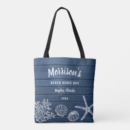 Bolso De Tela Vintage Sea Shells Rustic Wood Personalizado Beach
